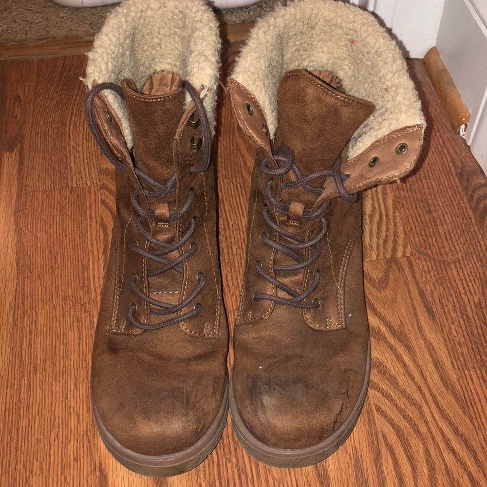 Furry combat boots